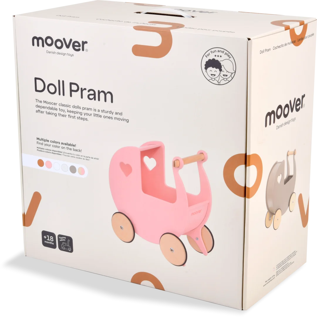 Traditional Doll Stroller Natural + pink