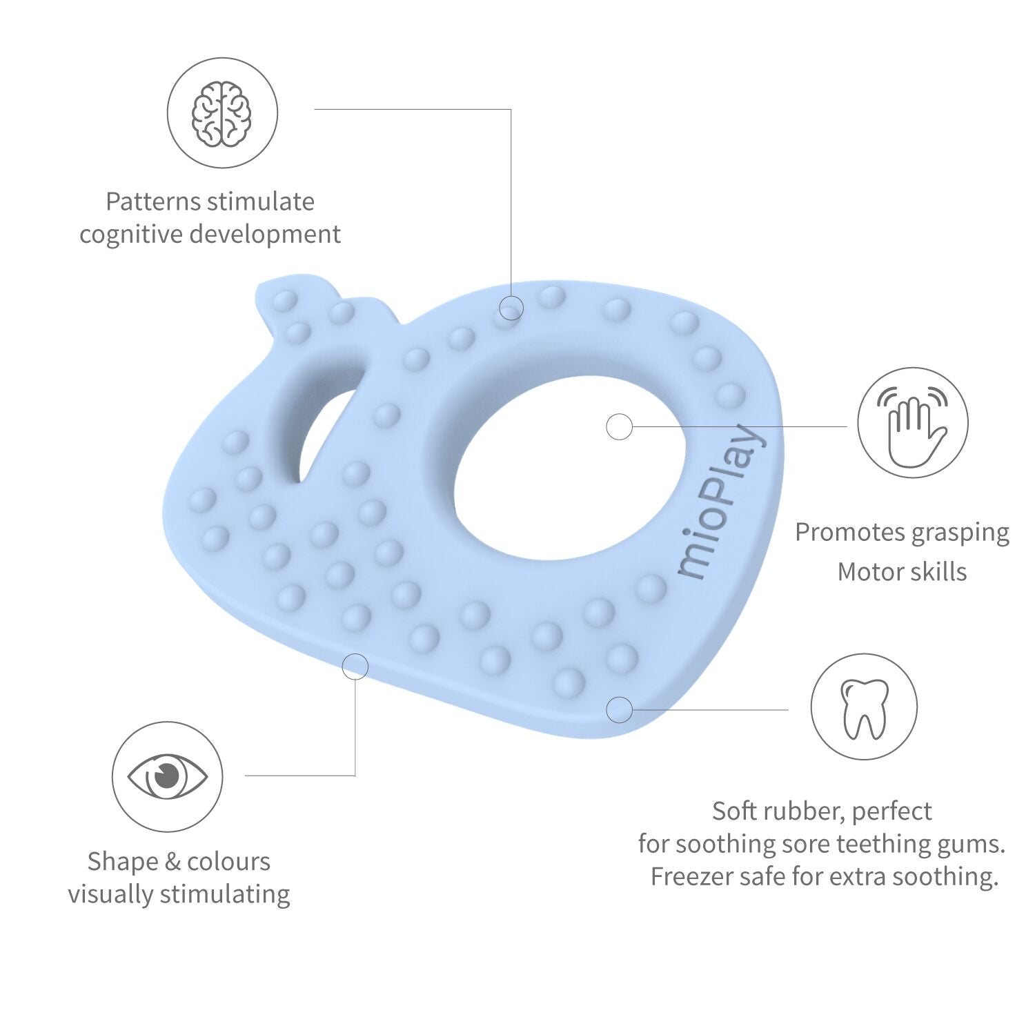 Wally Whale Teething Toy - Light Blue
