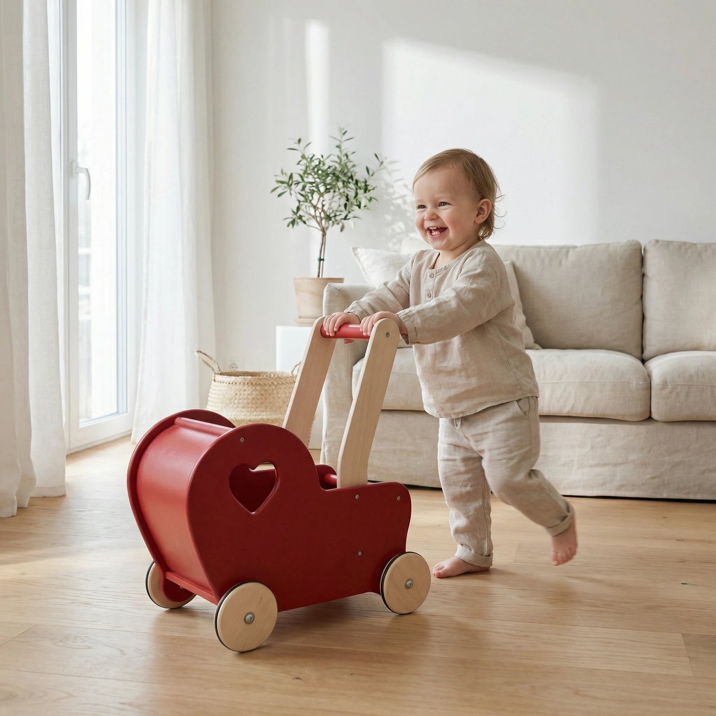 Dolls Stroller pram - Heart Red