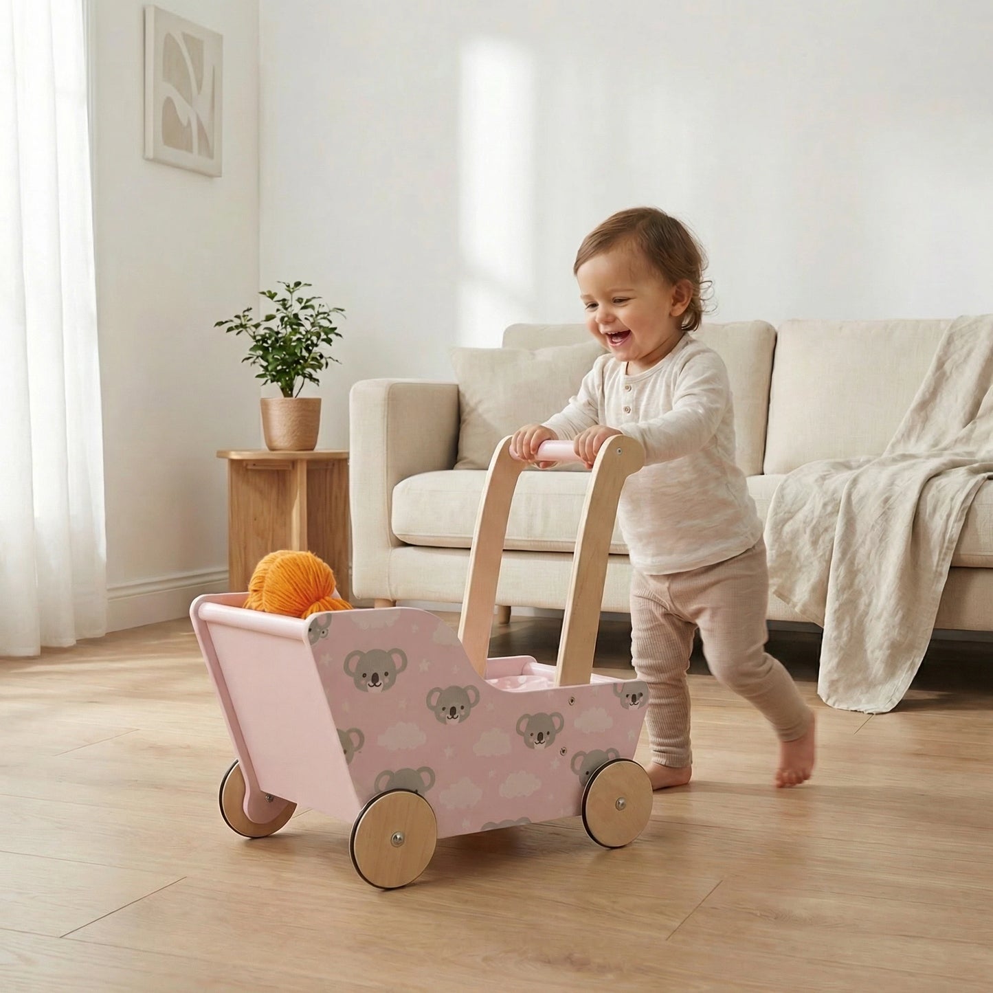 Modern Dolls Stroller (Pram) Pink koala bear