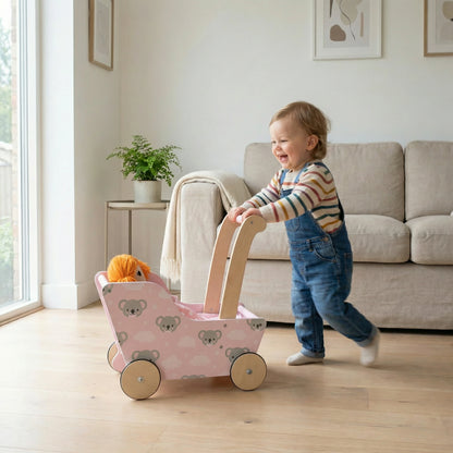 Modern Dolls Stroller (Pram) Pink koala bear