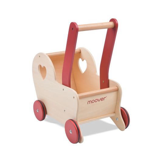 Dolls Stroller pram - Heart Natural Wood
