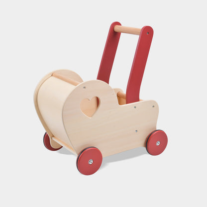 Dolls Stroller pram - Heart Natural Wood