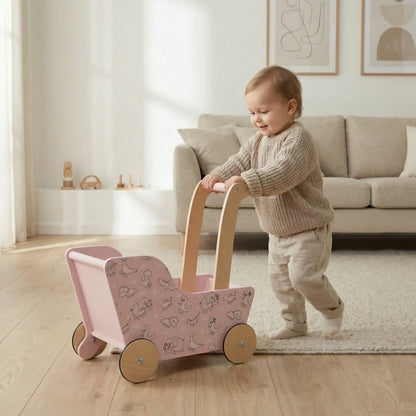Modern Dolls Stroller (Pram) Pink dinosaurs