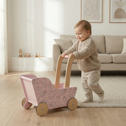 Modern Dolls Stroller (Pram) Pink dinosaurs