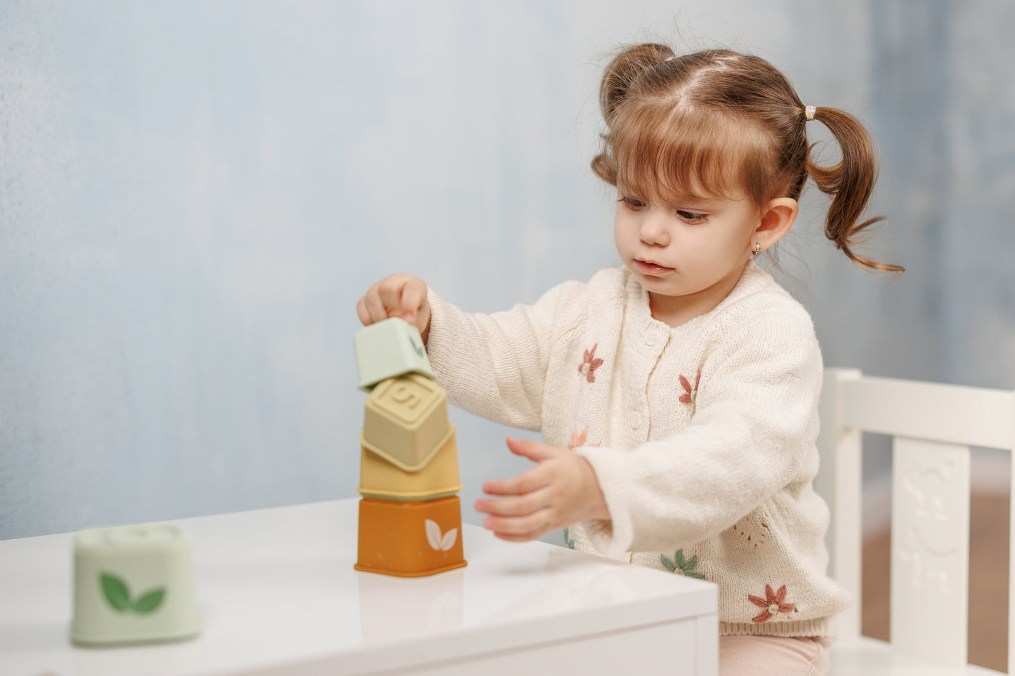 Silicone  Stacking Tower Green