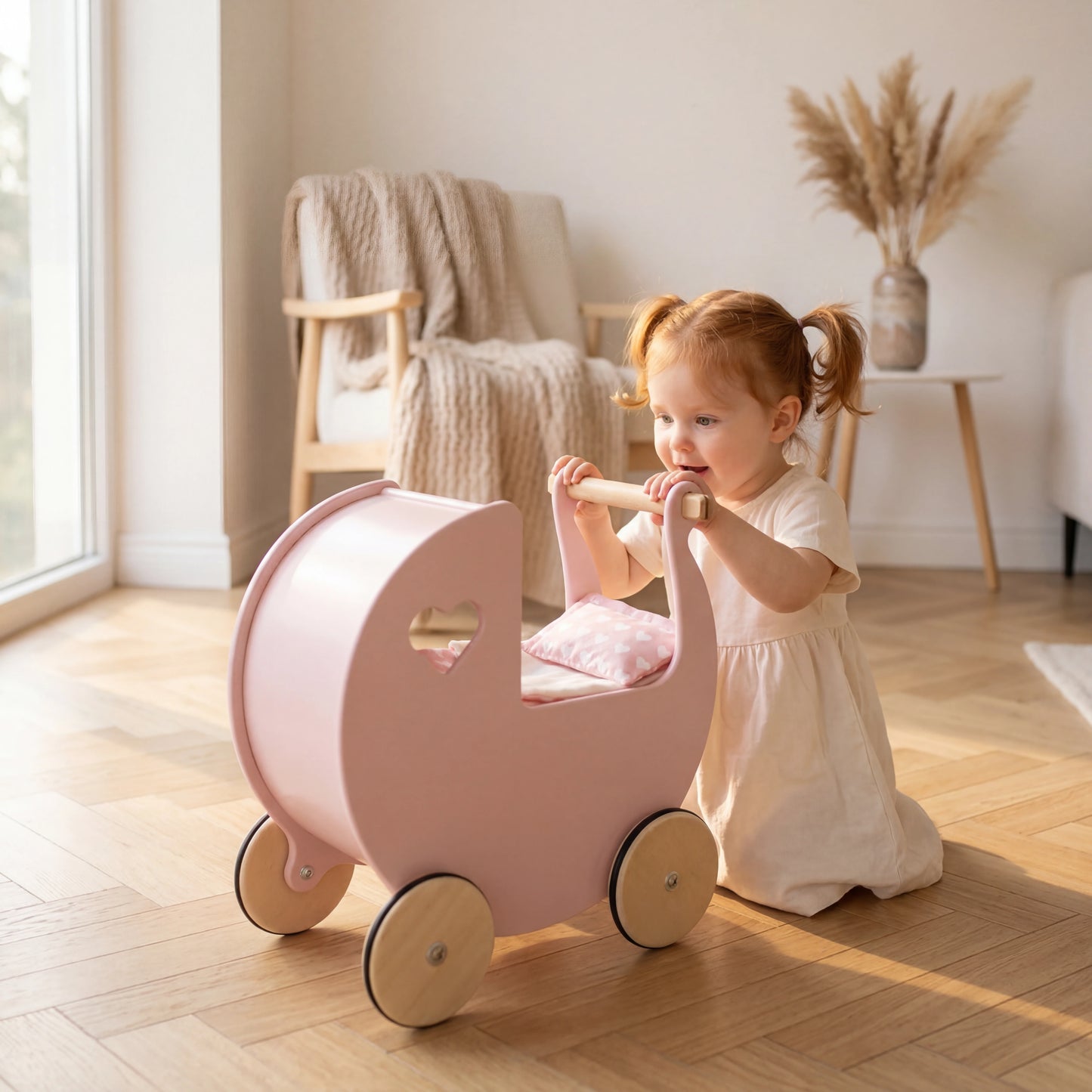 Dolls pram classic bedding set Pink