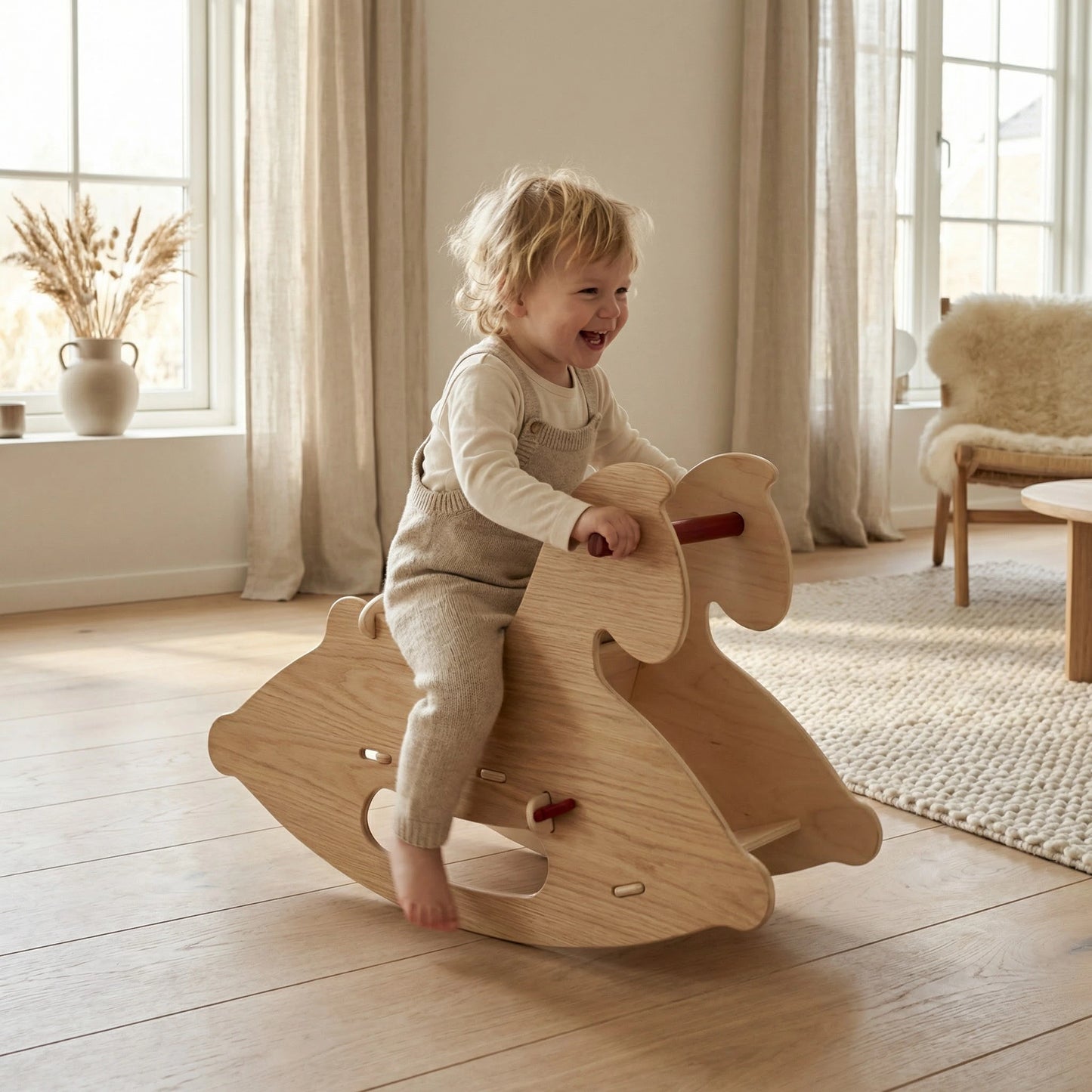 Wooden Rocking Horse - Natural Wood
