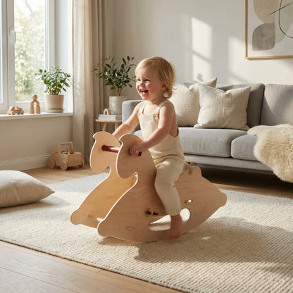 Wooden Rocking Horse - Natural Wood