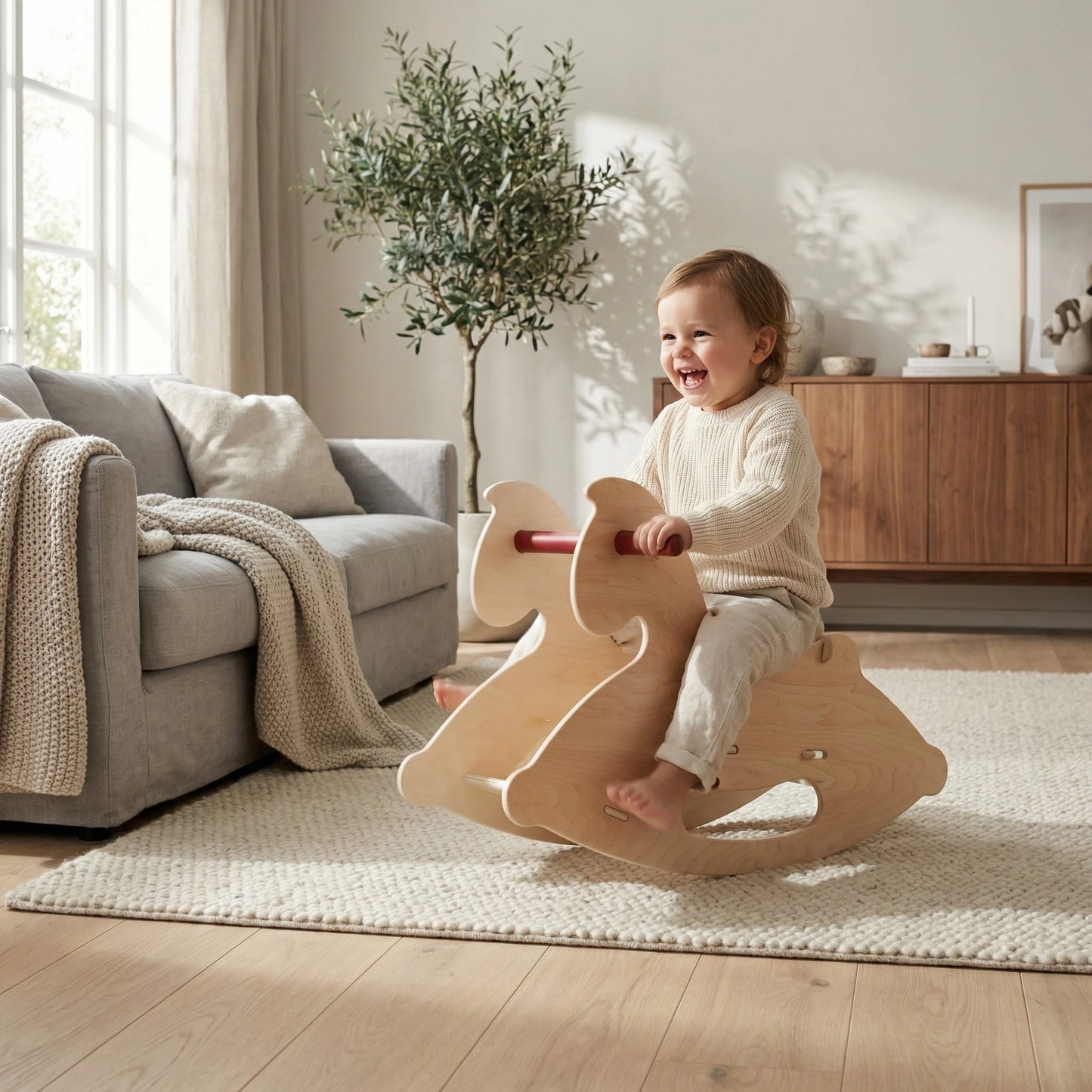 Wooden Rocking Horse - Natural Wood