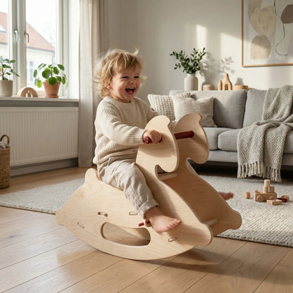 Wooden Rocking Horse - Natural Wood