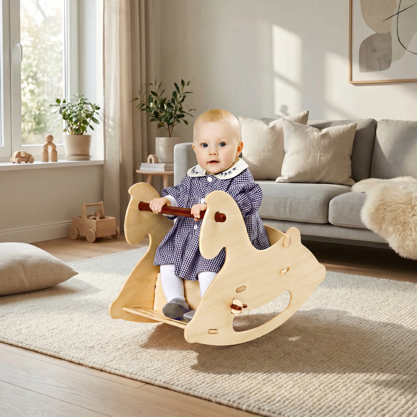 Wooden Rocking Horse - Natural Wood