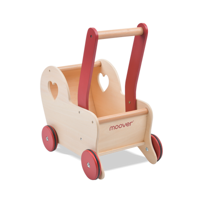 Dolls Stroller pram - Heart Natural Wood