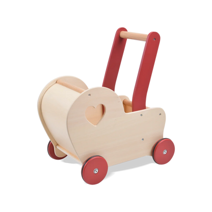 Dolls Stroller pram - Heart Natural Wood