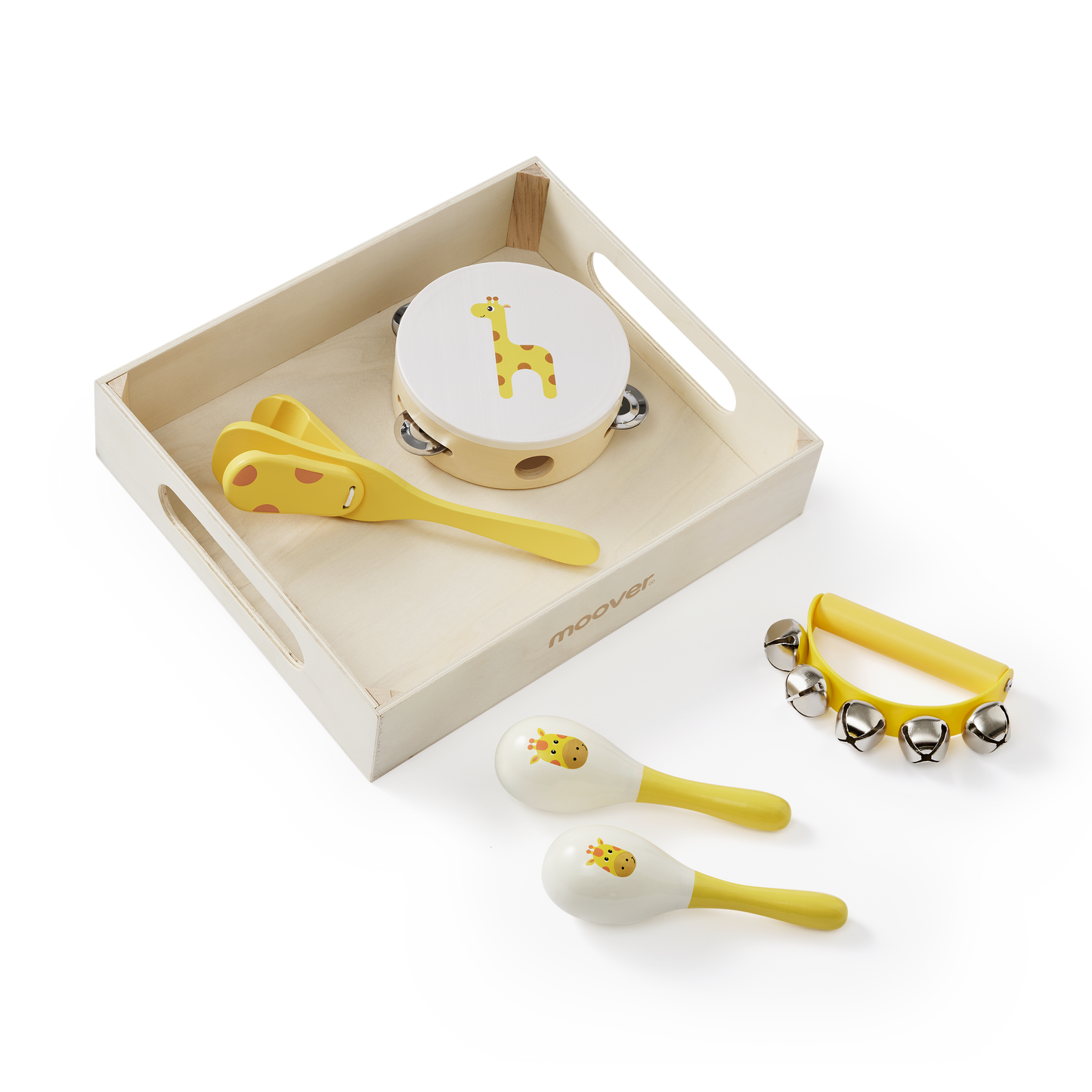 Music set safari in wooden tray