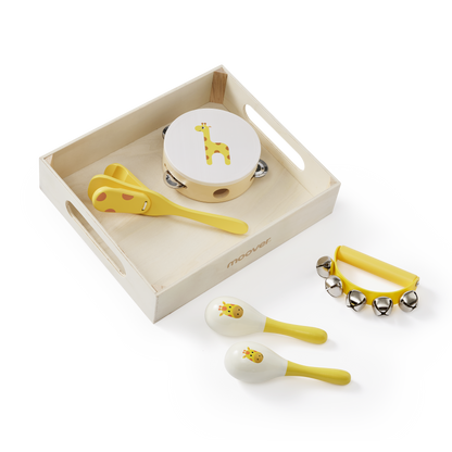 Music set safari in wooden tray