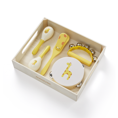 Music set safari in wooden tray