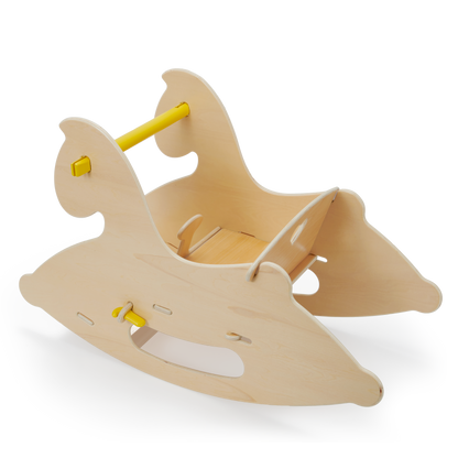 Wooden Rocking Horse - Natural + Yellow Hook 129 C