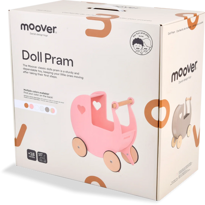 Traditional Doll Stroller Natural + pink