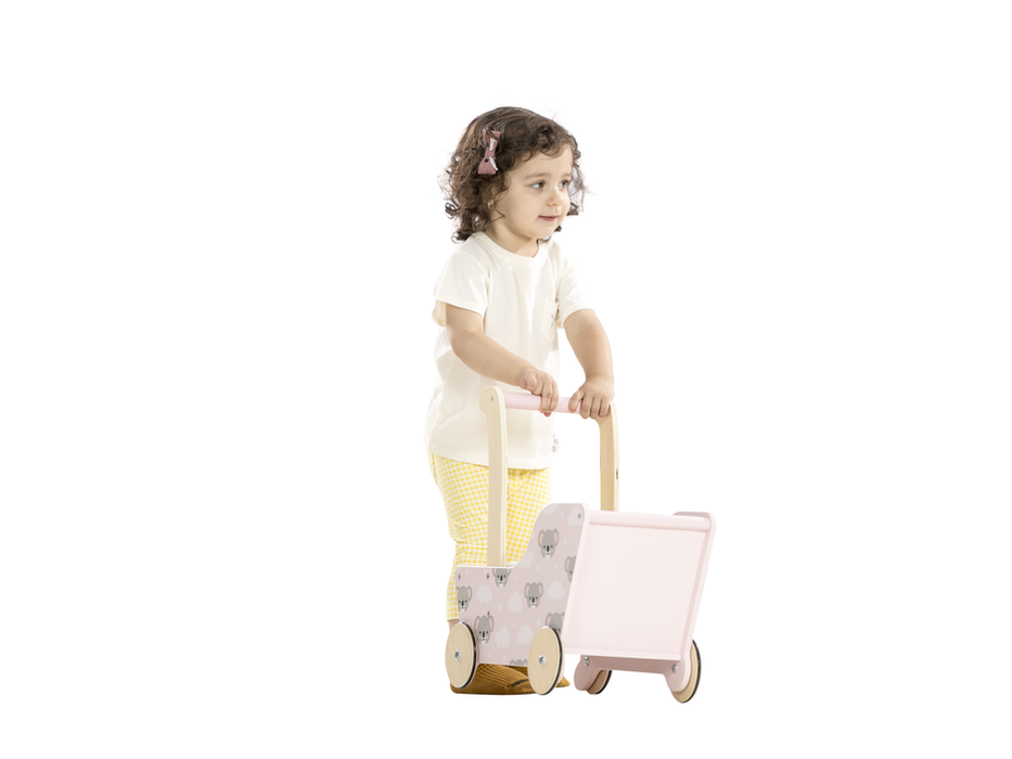 Modern Dolls Stroller (Pram) - Pink Koala Bear