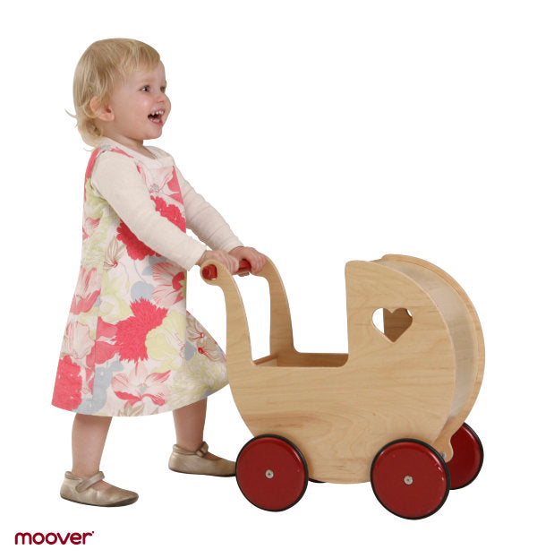 Traditionele poppenwagen (kinderwagen) - natuurlijk hout
