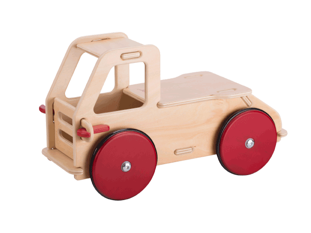 Miniatuur ride-on truck - natuurlijk hout