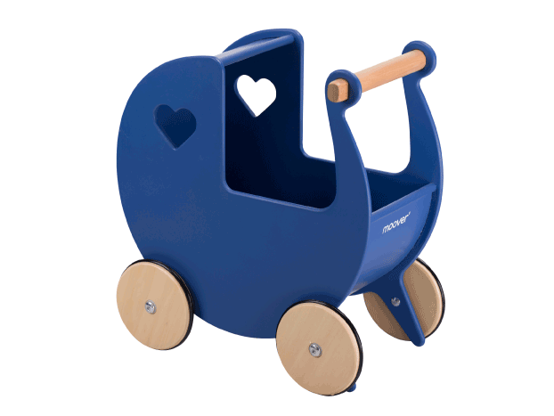 Traditionele poppenwagen (kinderwagen) - marineblauw
