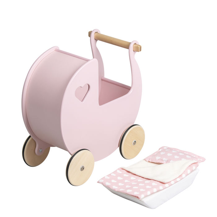 Beddengoedset voor poppenwagen (kinderwagen) - roze