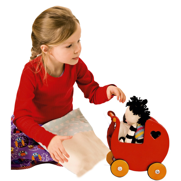 Miniature Dolls Stroller (Pram) - Red