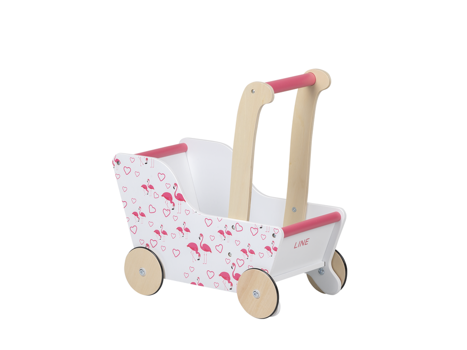 Modern Dolls Stroller (Pram) - White Flamingo